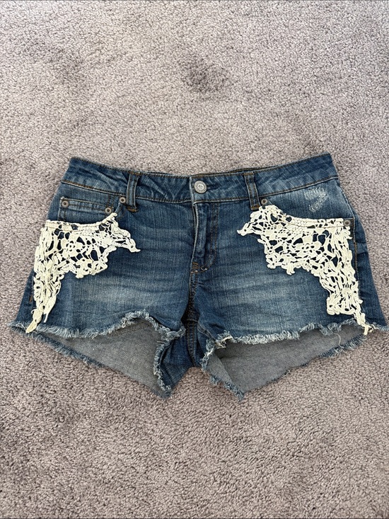 Aeropostale Pants - Aeropostale Blue Denim Shorts with Cream Crochet Trim